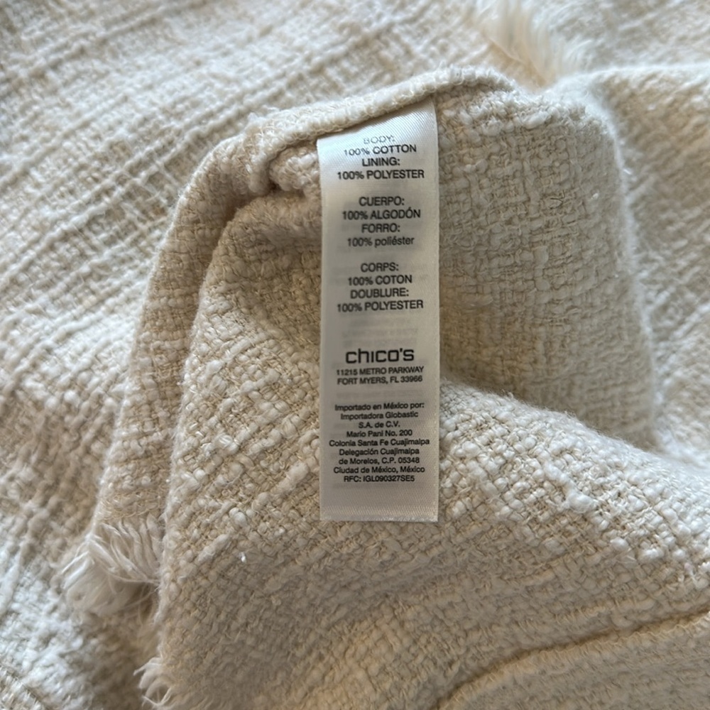 Chicos fringe tweed coat cream XL - Picture 6 of 6